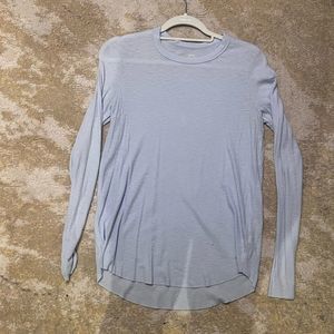 aerie blue ribbed long sleeve crewneck shirt